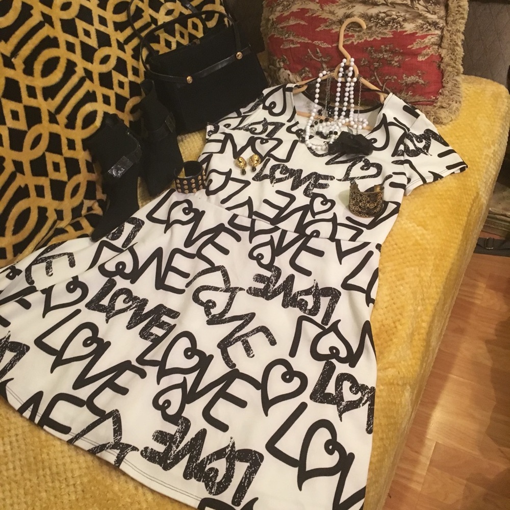 Black and white love dress